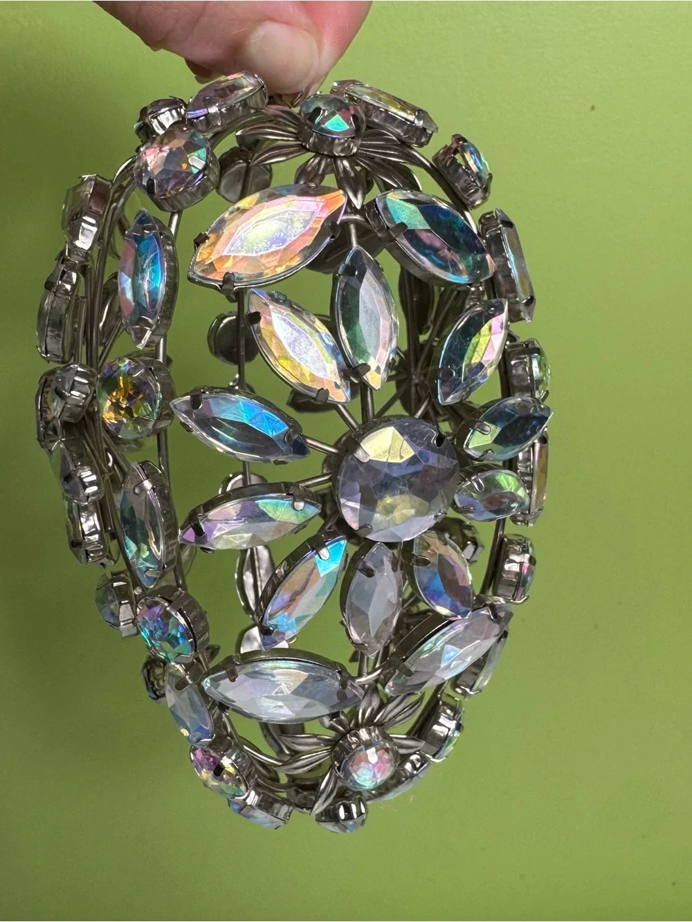 Pier 1 vintage rare rhinestone egg ornament borealis